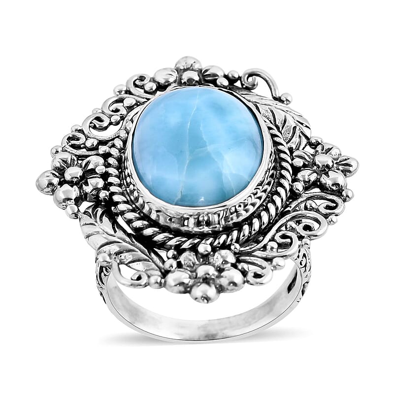 Bali Legacy Larimar Ring in Sterling Silver (Size 9.0) 13.15 ctw