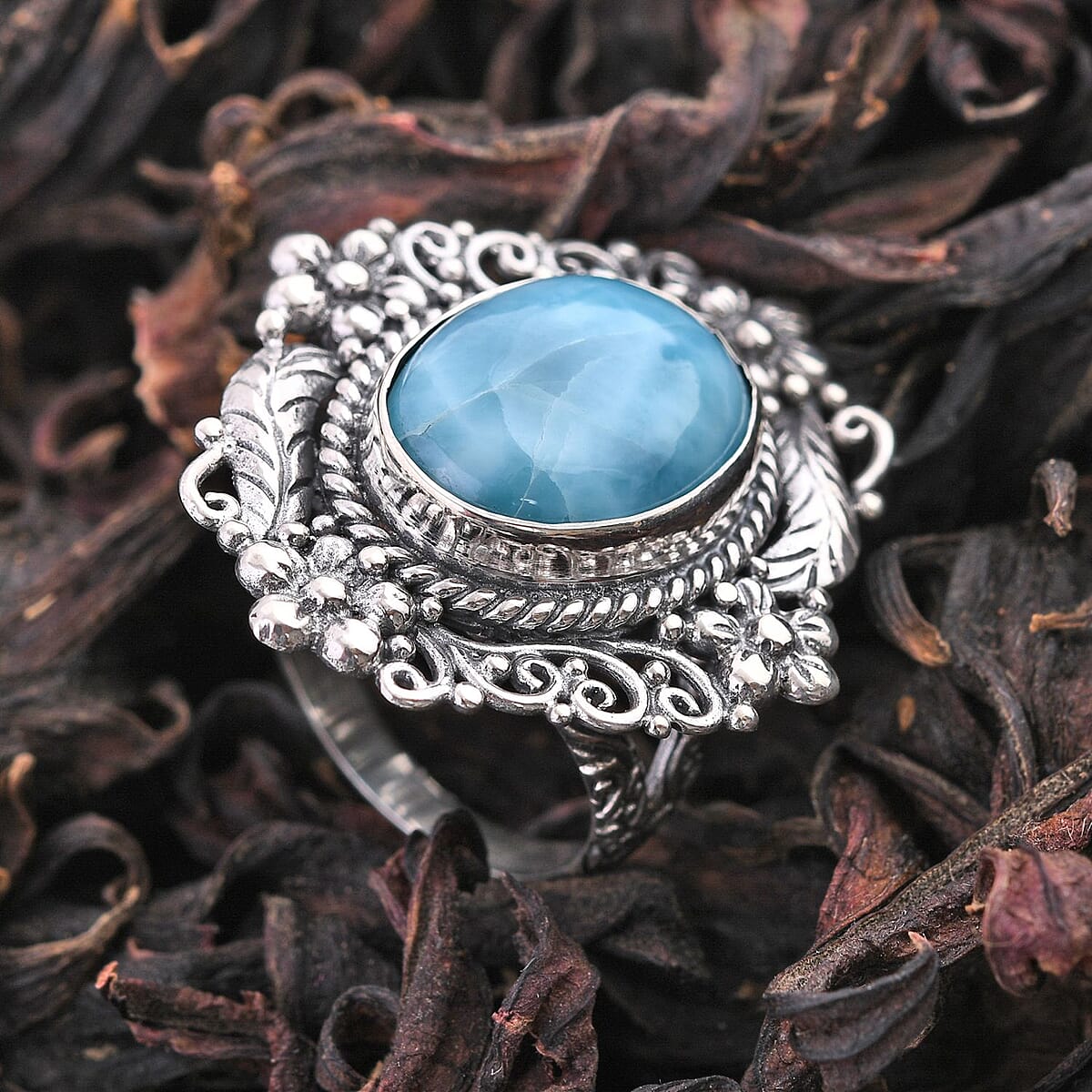 Bali Legacy Larimar Ring in Sterling Silver (Size 9.0) 13.15 ctw image number 1