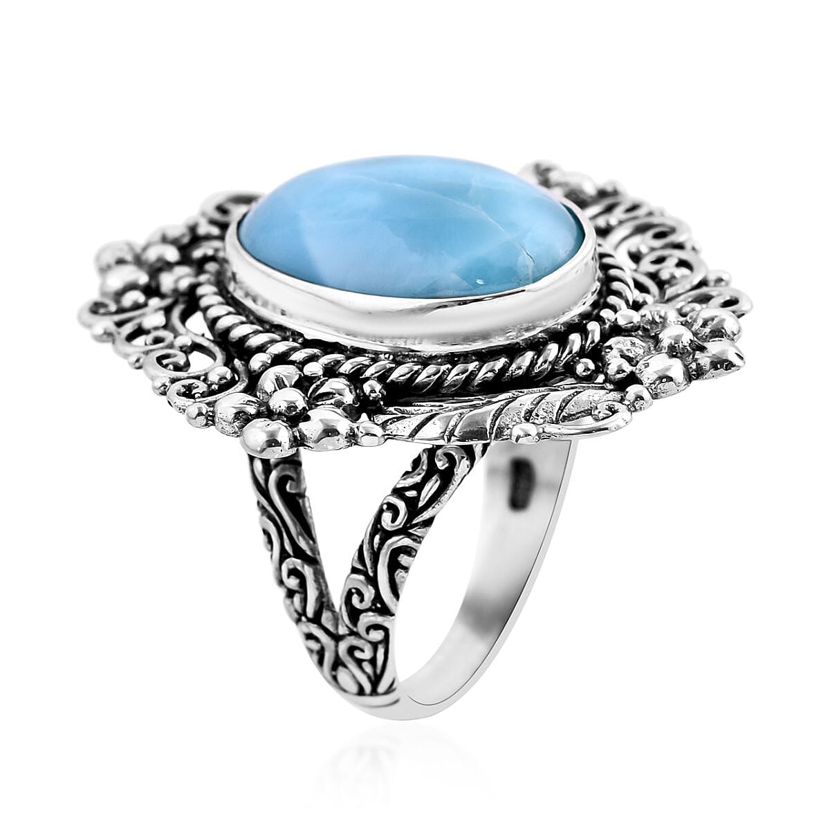 Bali Legacy Larimar Ring in Sterling Silver (Size 9.0) 13.15 ctw image number 3