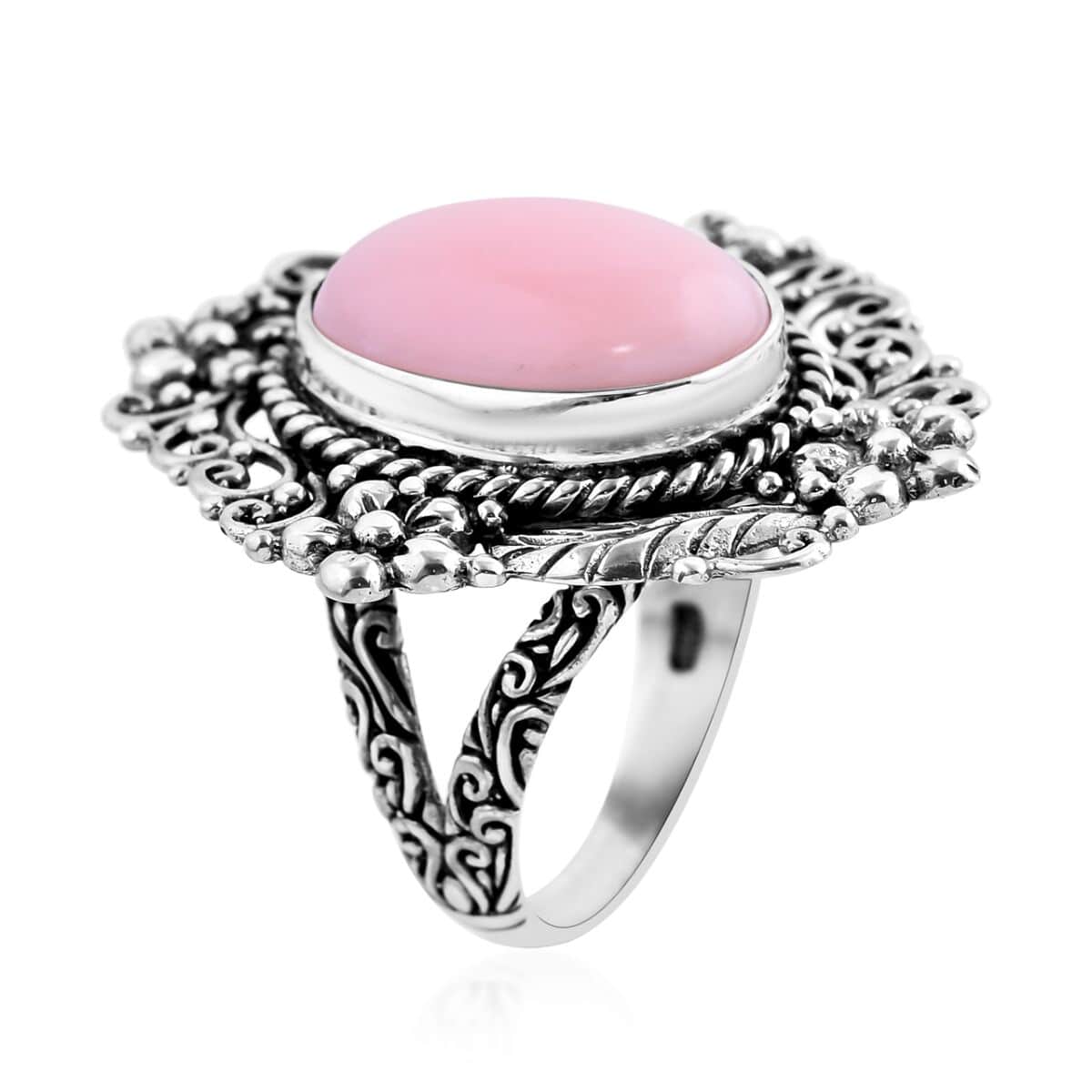 Bali Legacy Peruvian Pink Opal Ring in Sterling Silver (Size 7) 10.00 ctw image number 3