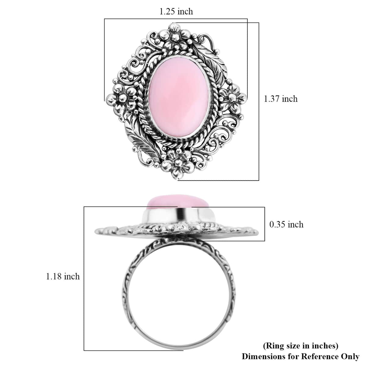 Bali Legacy Peruvian Pink Opal Ring in Sterling Silver (Size 7) 10.00 ctw image number 5