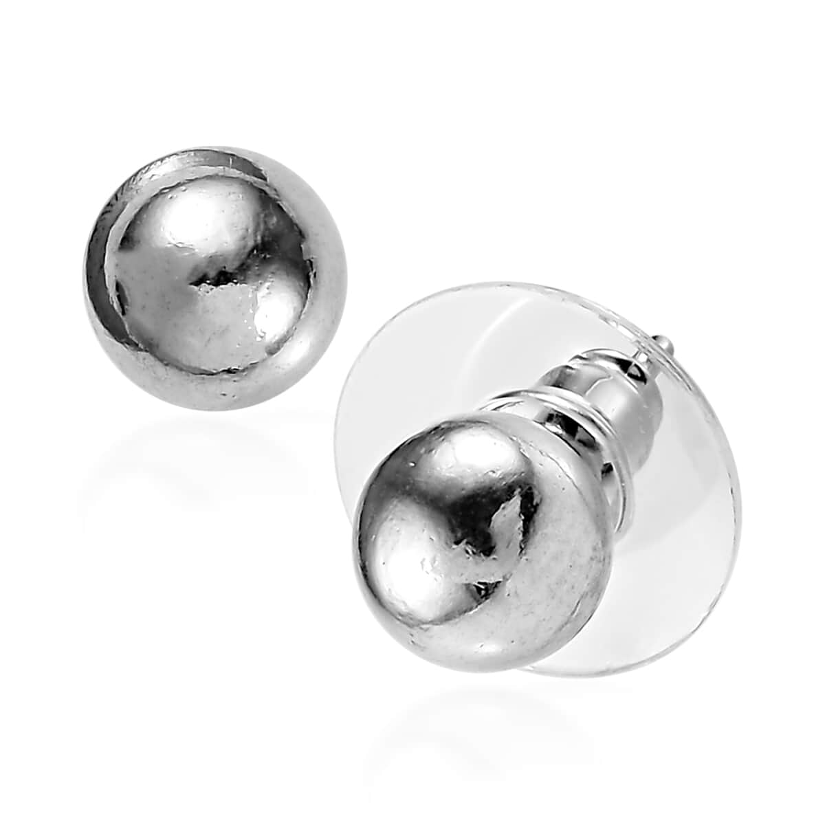 Platinum Over Sterling Silver Stud Earrings 1.55 Grams image number 0