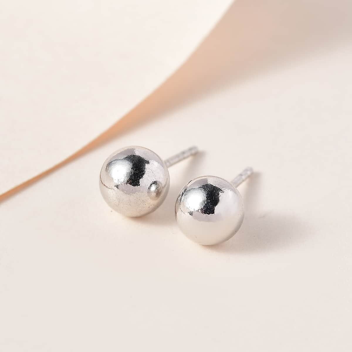 Platinum Over Sterling Silver Solitaire Stud Earringa 1.55 Grams image number 1