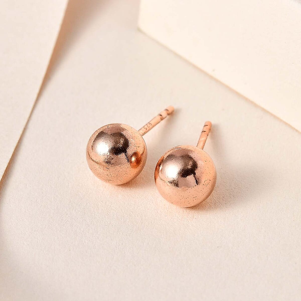 D'Joy Solitaire Stud Earrings in 14K Rose Gold Over Sterling Silver 1.55 Grams image number 1
