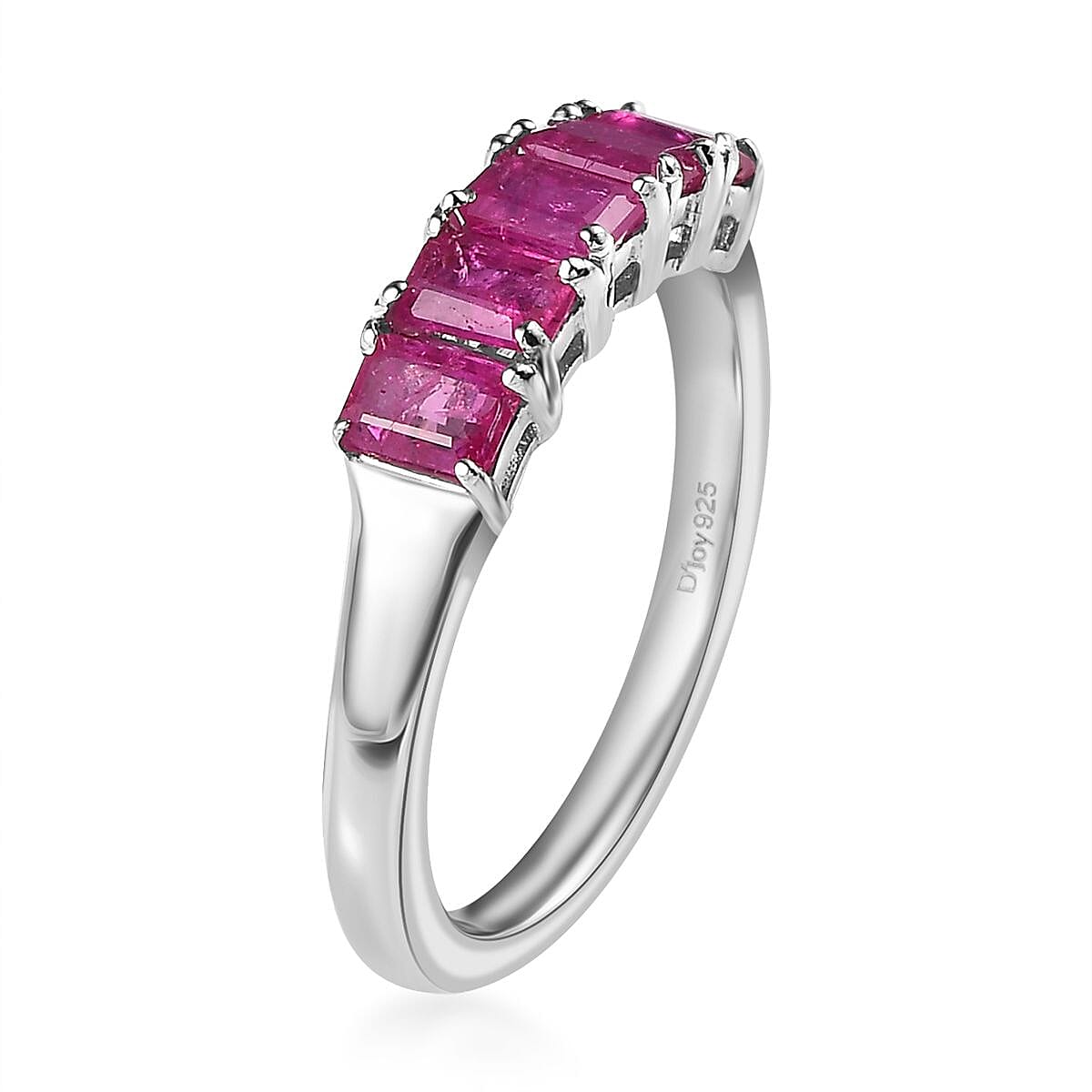 Premium Montepuez Ruby 5 Stone Ring in Platinum Over Sterling Silver (Size 6.0) 1.25 ctw image number 3