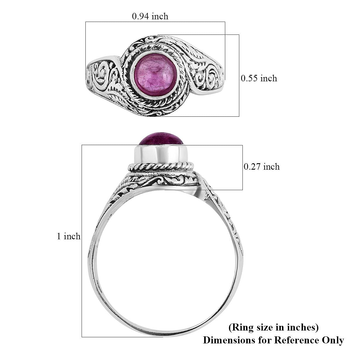 Bali Legacy African Ruby (FF) Ring in Sterling Silver (Size 8.0) 1.50 ctw image number 5