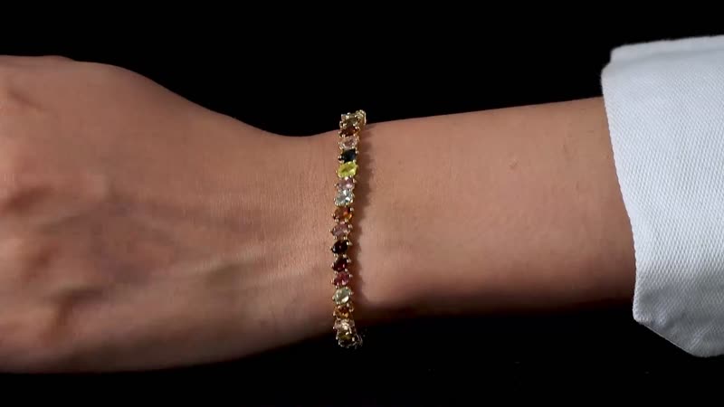 Multi-Tourmaline Tennis Bracelet in Vermeil Yellow Gold Over Sterling Silver (6.50 In) 10.40 ctw