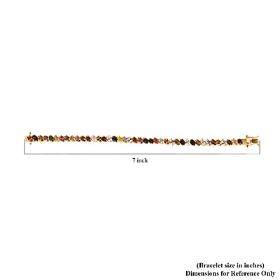 Multi-Tourmaline 10.40 ctw Tennis Bracelet, Vermeil Yellow Gold Over Sterling Silver Bracelet, Multi Tourmaline Jewelry, Colorful Bracelet, Gifts for Her (6.50 In)