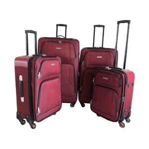 Karriage-Mate 4 piece Lightweight Durable and Expandable Luggage Set With 360 Degree Spinner Wheels Adjustable Telescopic Handle Adjustable Internal Straps - Burgundy