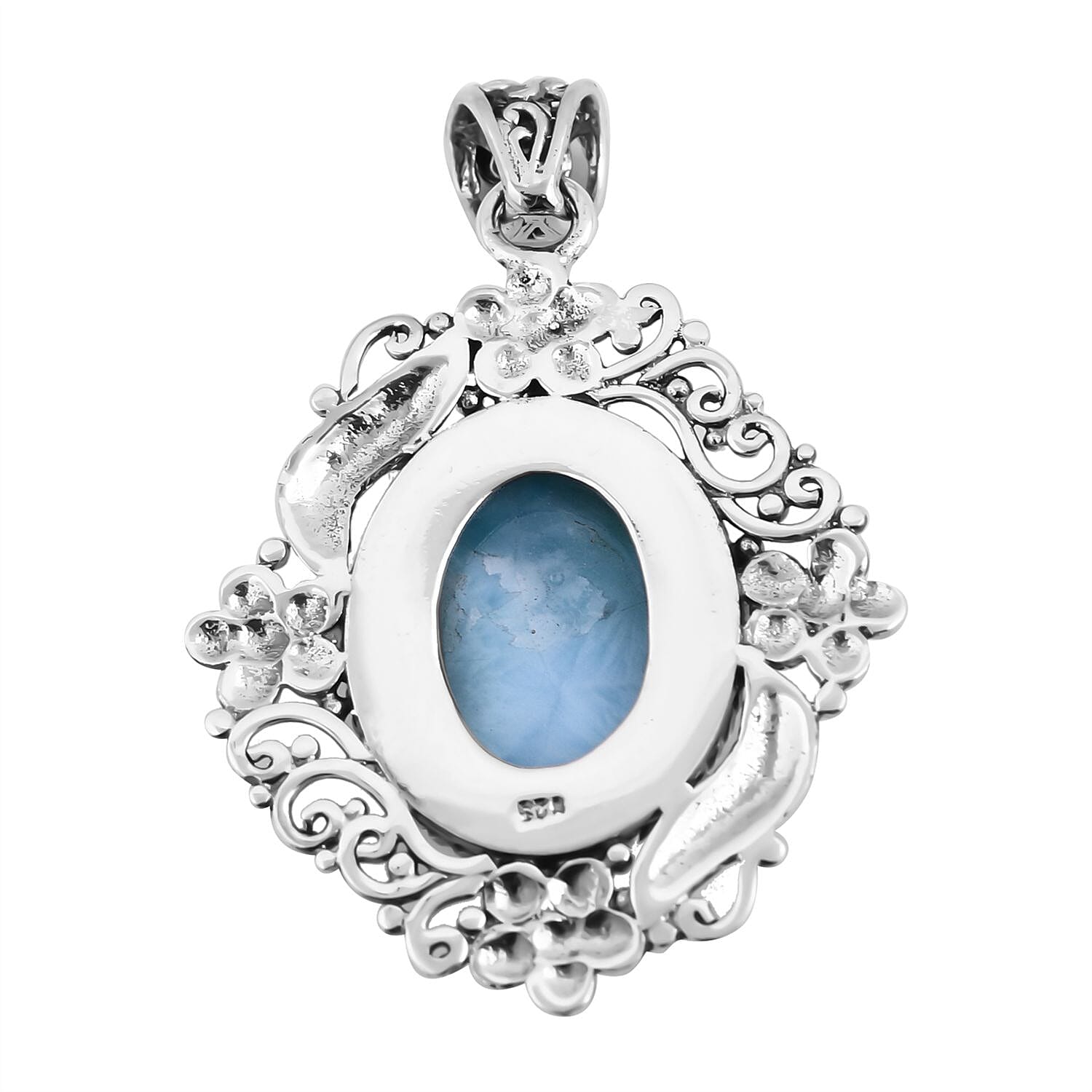 Bali Legacy Larimar Pendant in Sterling Silver 12.75 ctw