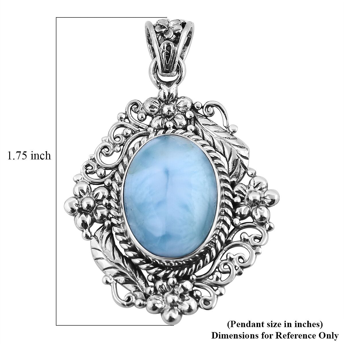 Bali Legacy Larimar Pendant in Sterling Silver 12.75 ctw