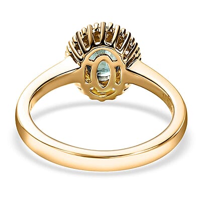 Luxoro 14K Yellow Gold AAA Narsipatnam Alexandrite and G-H I2 Diamond Halo Ring (Size 6.0) 4 Grams 1.50 ctw