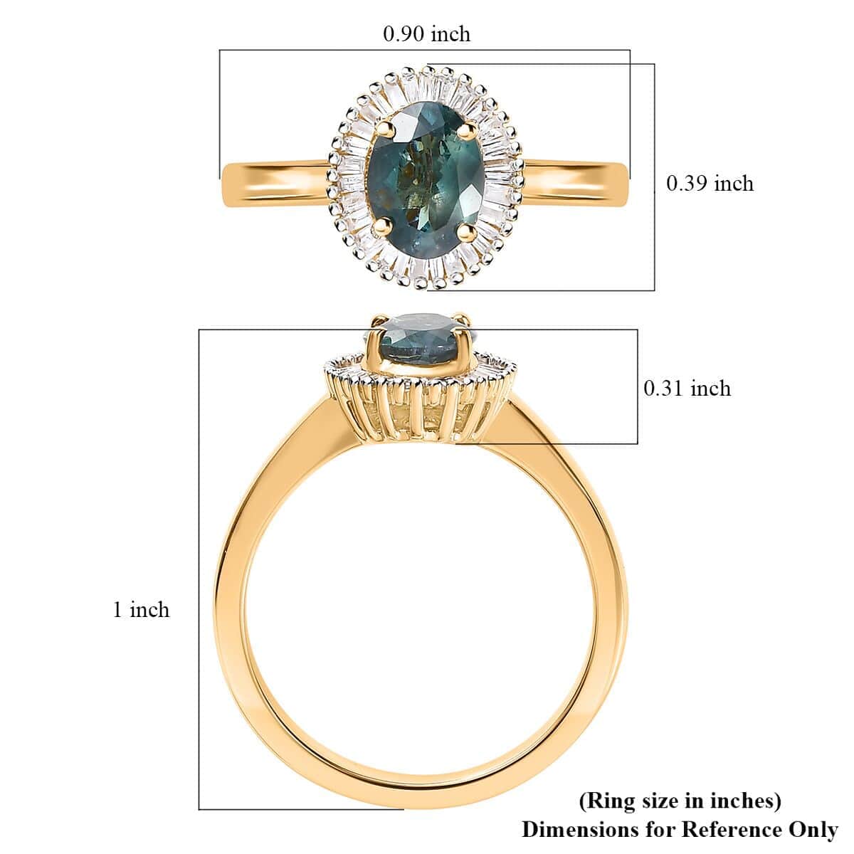 Doorbuster Luxoro 14K Yellow Gold AAA Narsipatnam Alexandrite and G-H I2 Diamond Halo Ring (Size 6.0) 4 Grams 1.50 ctw image number 5