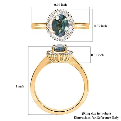 Luxoro 14K Yellow Gold AAA Narsipatnam Alexandrite and G-H I2 Diamond Halo Ring (Size 6.0) 4 Grams 1.50 ctw