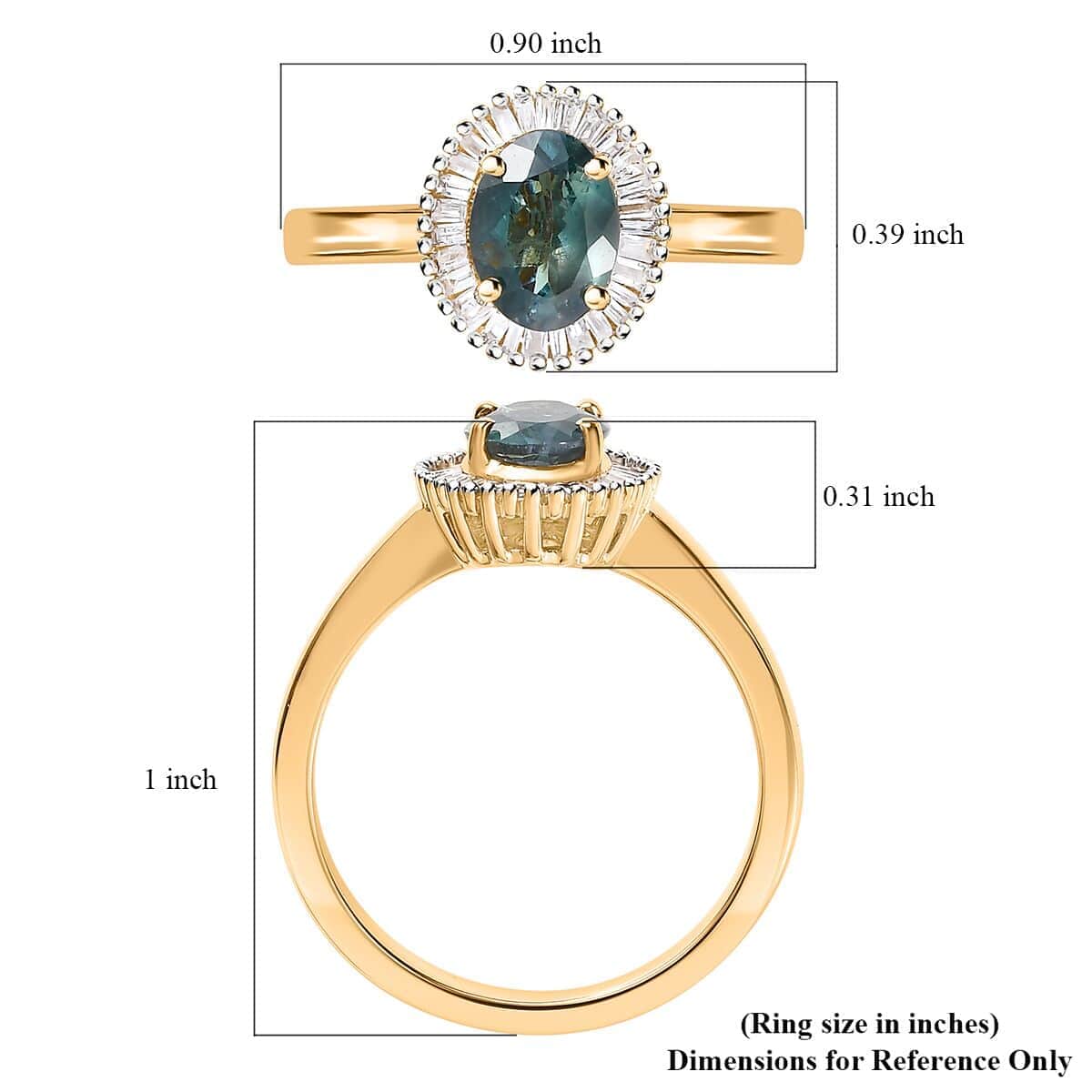 Luxoro 14K Yellow Gold AAA Narsipatnam Alexandrite and G-H I2 Diamond Halo Ring (Size 8.0) 4 Grams 1.50 ctw image number 5