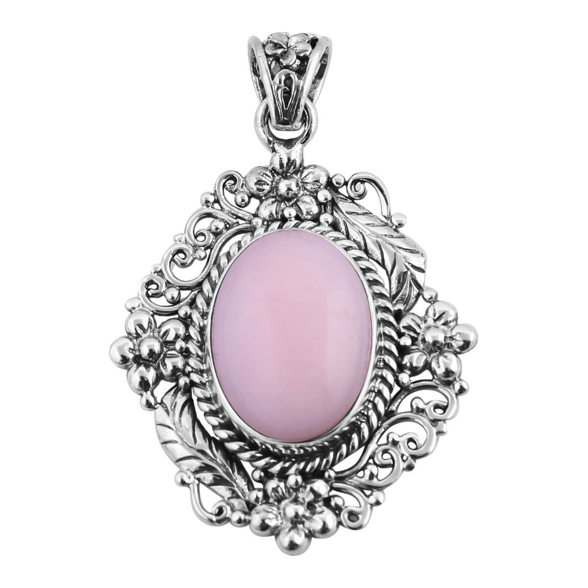 Bali Legacy Peruvian Pink Opal Pendant in Sterling Silver 10.00 ctw image number 0