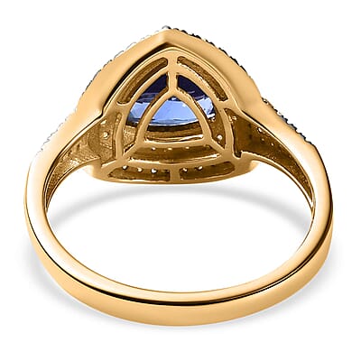 Luxoro 10K Yellow Gold Premium Tanzanite, Natural Yellow and White Diamond I3 Double Halo Ring (Size 9.0) 2.90 ctw