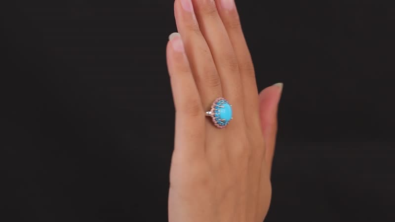 Premium Sleeping Beauty Turquoise and Multi Gemstone Ring in Platinum Over Sterling Silver (Size 10.0) 4.00 ctw