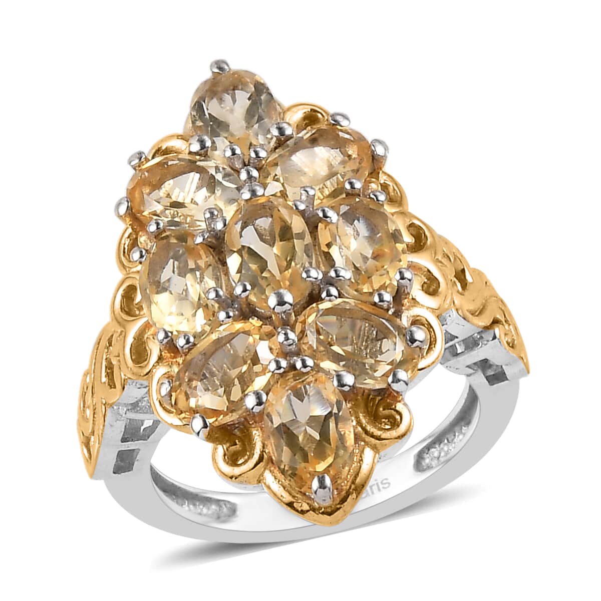 Karis Brazilian Citrine Ring in 18K YG Plated and Platinum Bond (Size 10.0) 3.75 ctw image number 0