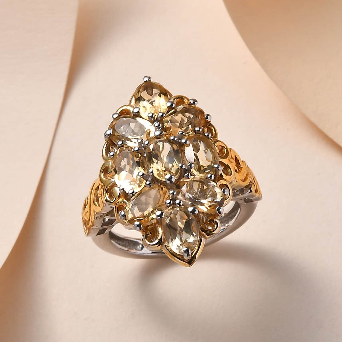 Karis Brazilian Citrine Ring in 18K YG Plated and Platinum Bond (Size 10.0) 3.75 ctw image number 1