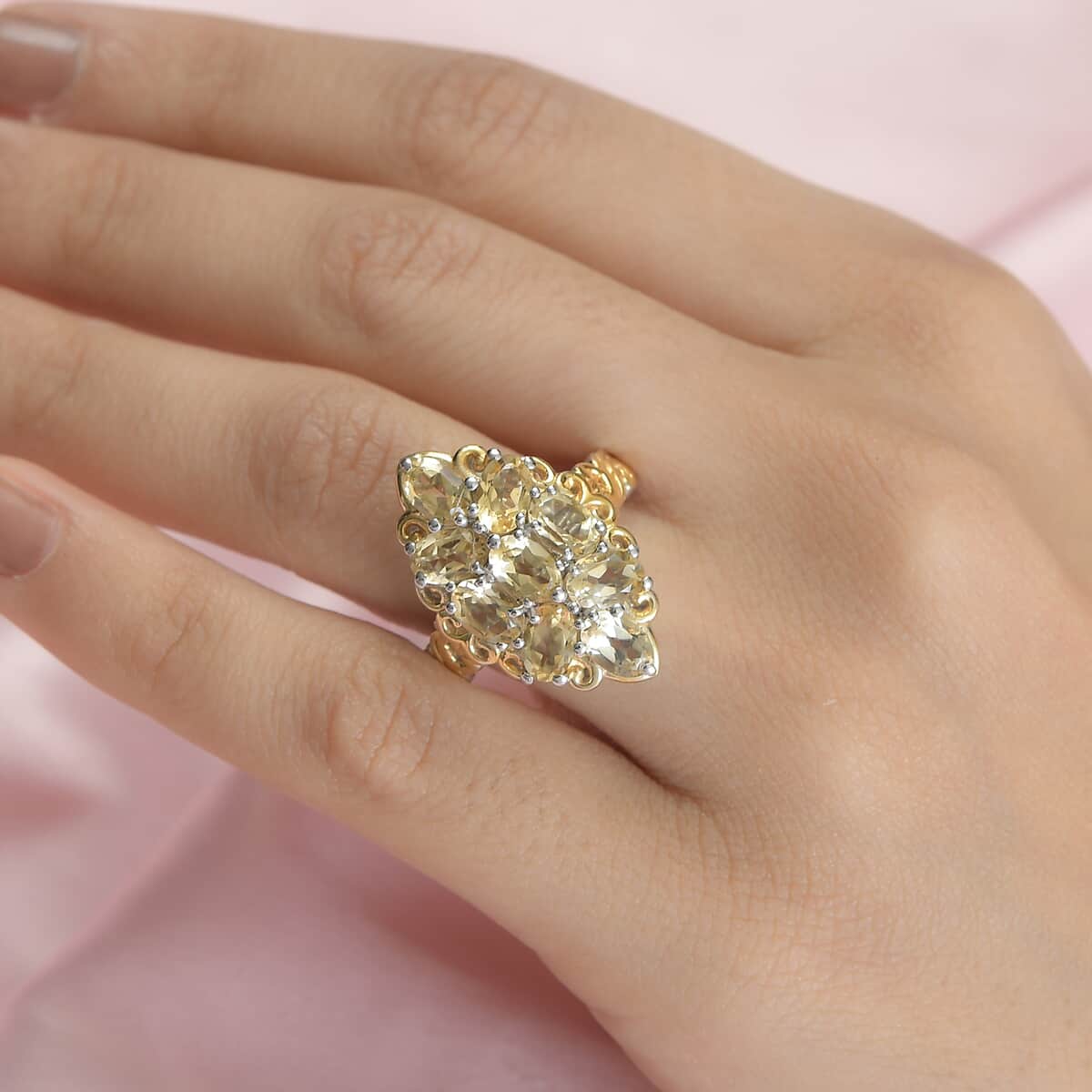 Karis Brazilian Citrine Ring in 18K YG Plated and Platinum Bond (Size 10.0) 3.75 ctw image number 2