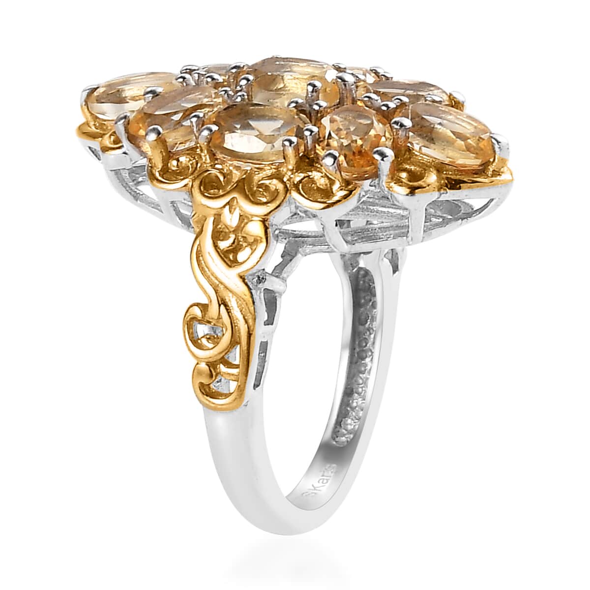 Karis Brazilian Citrine Ring in 18K YG Plated and Platinum Bond (Size 10.0) 3.75 ctw image number 3