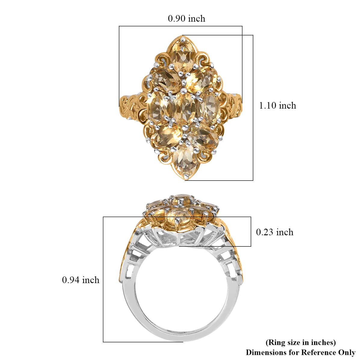 Karis Brazilian Citrine Ring in 18K YG Plated and Platinum Bond (Size 10.0) 3.75 ctw image number 5