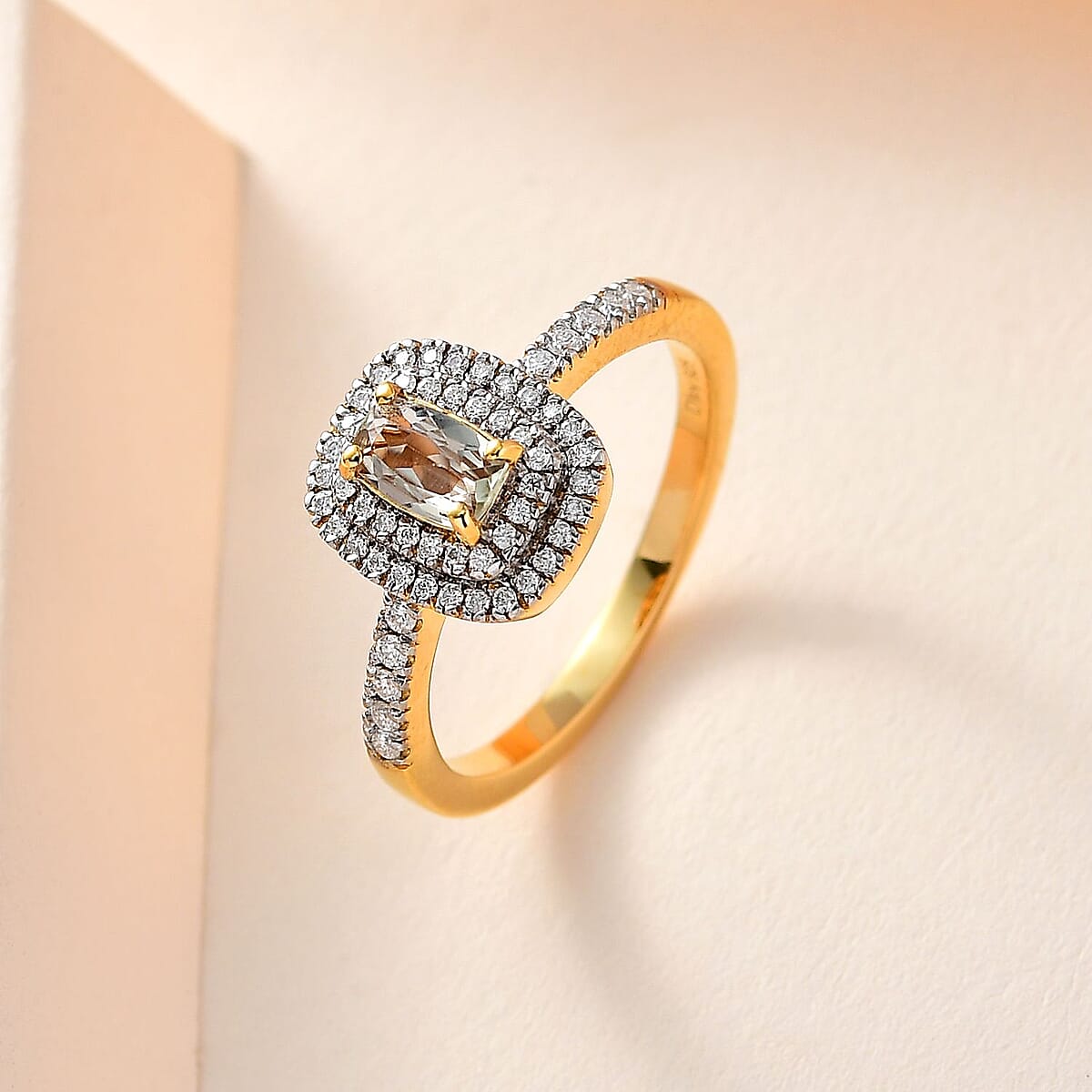 Premium Turkizite and Moissanite Ring in Vermeil Yellow Gold Over Sterling Silver (Size 10.0) 1.00 ctw image number 1