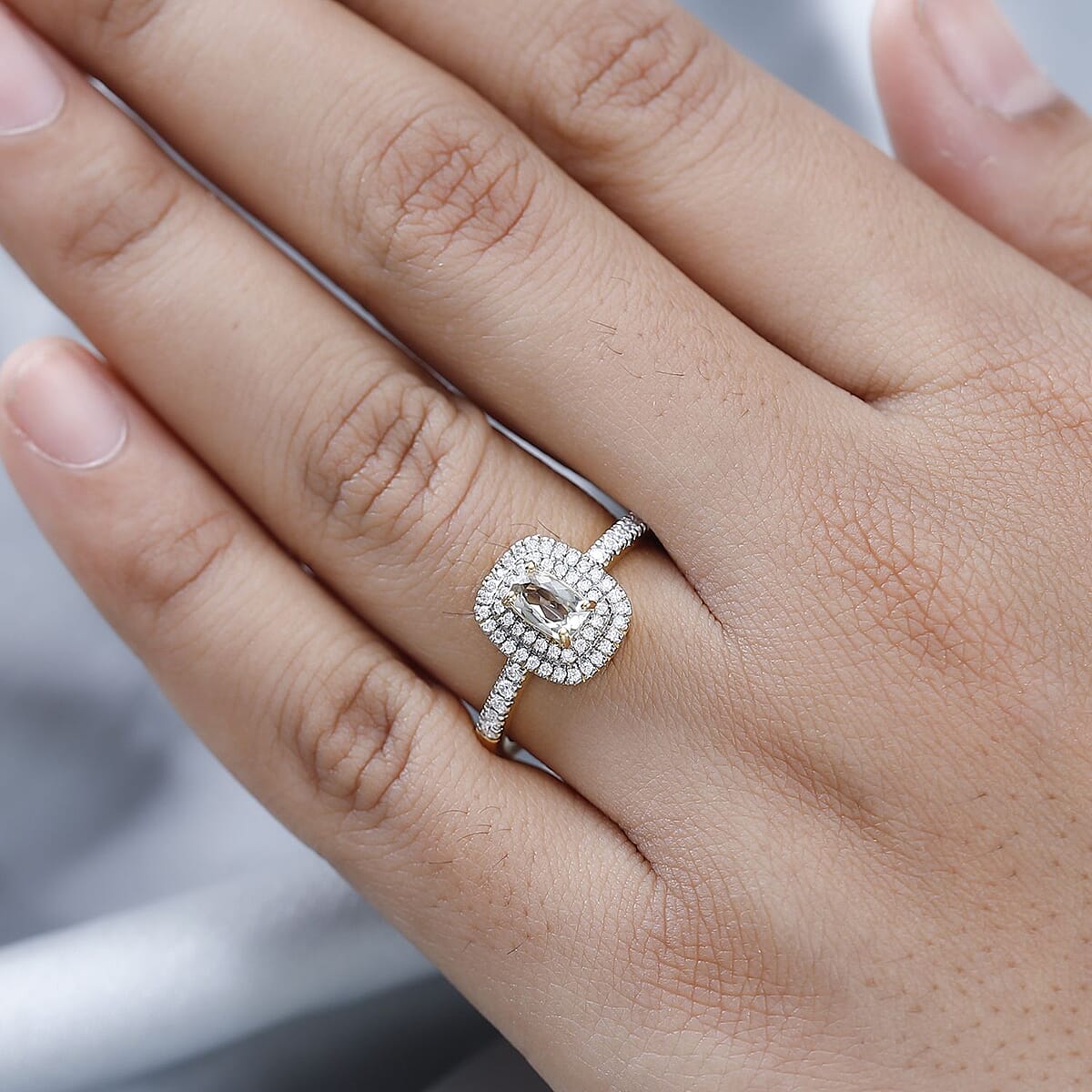 Premium Turkizite and Moissanite Ring in Vermeil Yellow Gold Over Sterling Silver (Size 10.0) 1.00 ctw image number 2