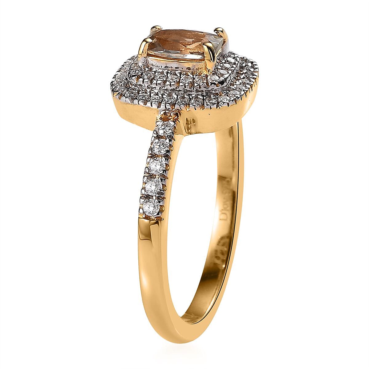 Premium Turkizite and Moissanite Ring in Vermeil Yellow Gold Over Sterling Silver (Size 10.0) 1.00 ctw image number 3