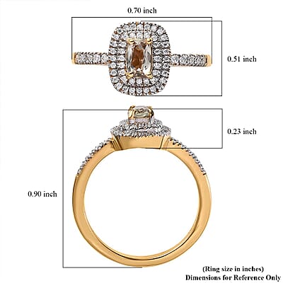 Premium Turkizite and Moissanite Double Halo Ring in Vermeil Yellow Gold Over Sterling Silver, Rare Gemstone Turkizite Jewelry, Birthday Anniversary Wedding Gift 1.00 ctw