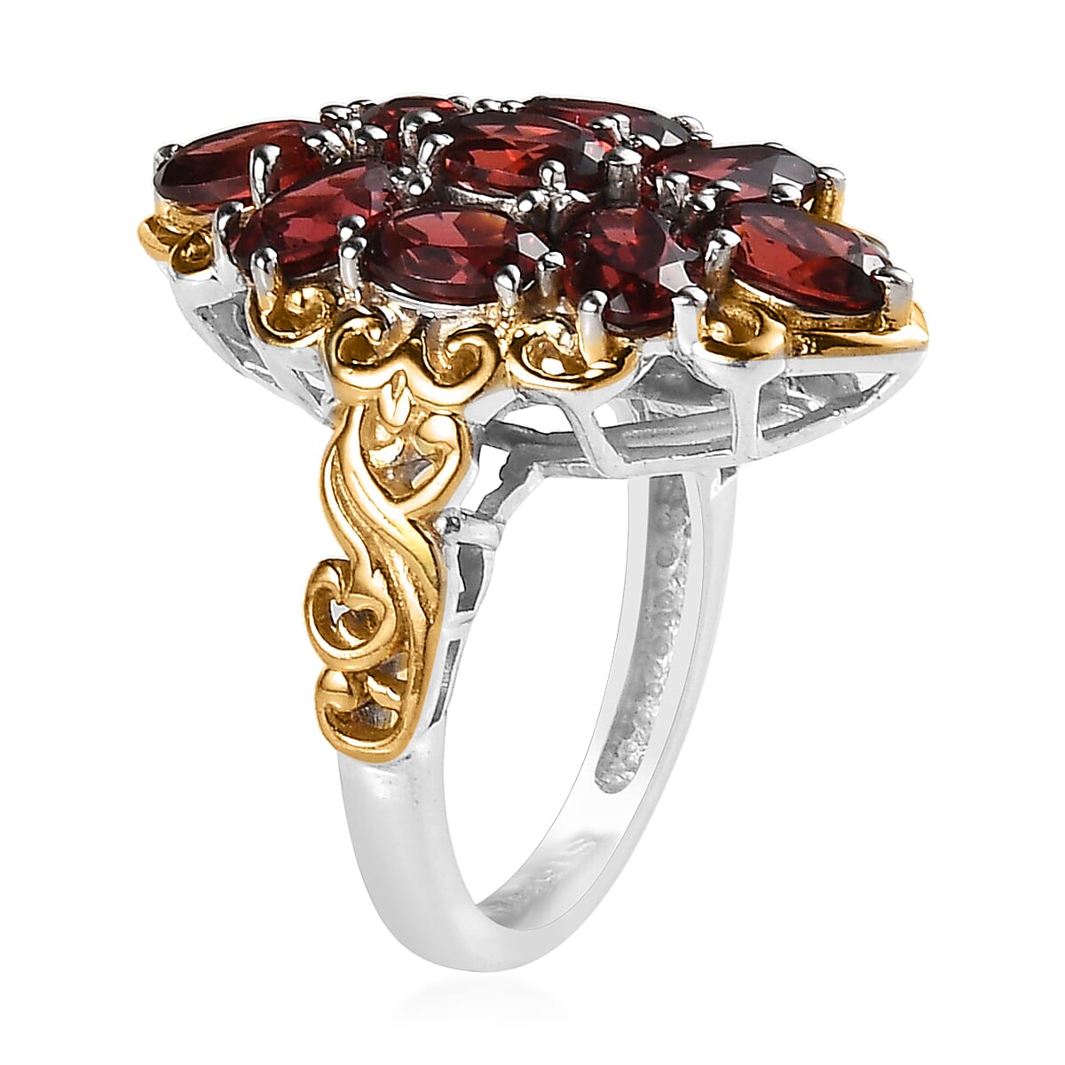 Karis Mozambique Garnet Ring in 18K Yellow Gold Plated and Platinum Bond (Size 7.0) 3.75 ctw image number 3