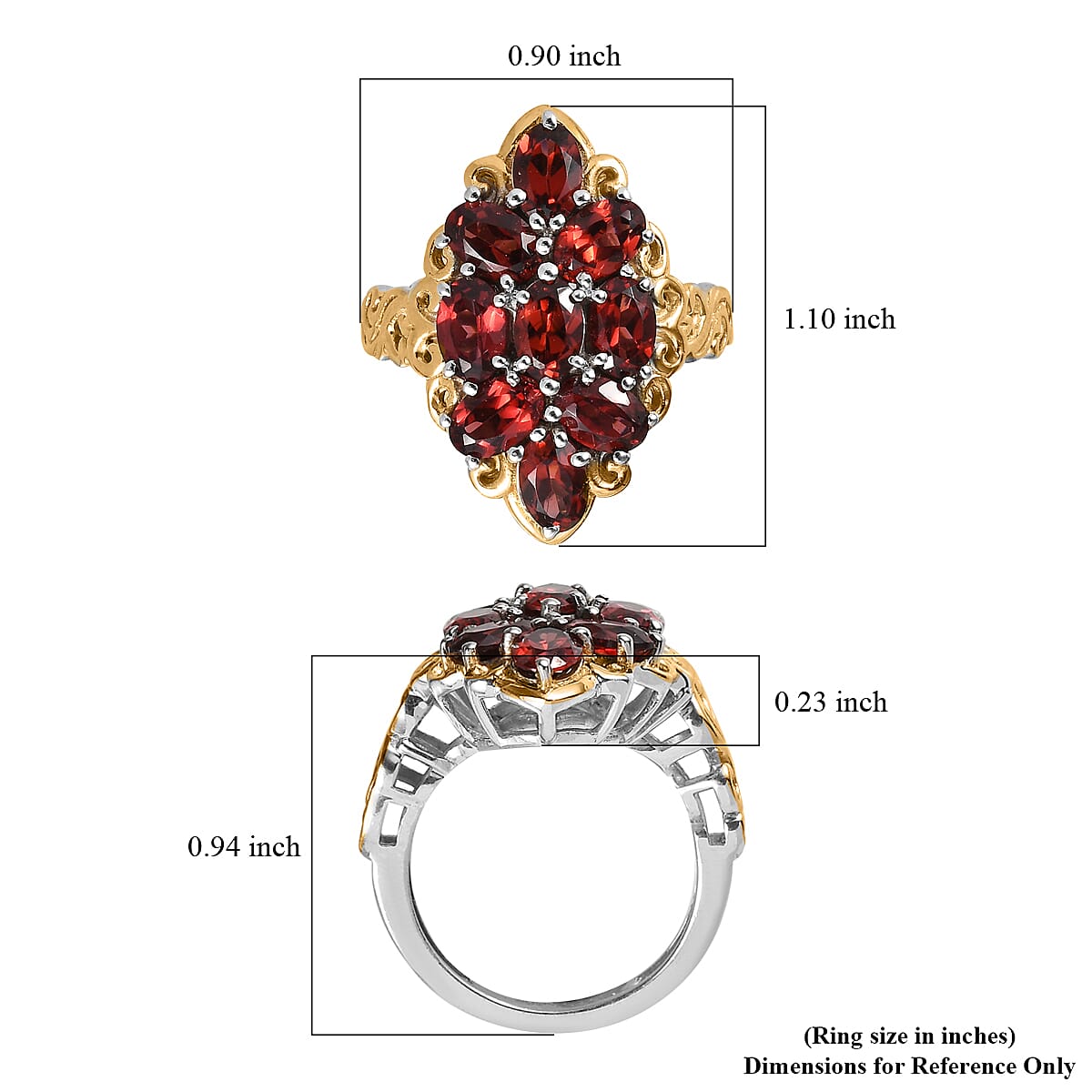 Karis Mozambique Garnet Ring in 18K Yellow Gold Plated and Platinum Bond (Size 7.0) 3.75 ctw image number 5