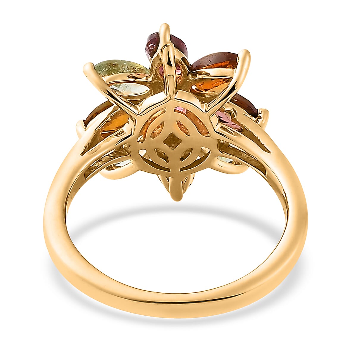 Multi-Tourmaline Floral Ring in Vermeil Yellow Gold Over Sterling Silver (Size 5.0) 2.10 ctw image number 4