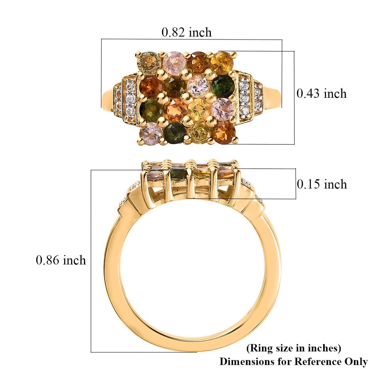 Multi-Tourmaline and White Zircon Ring in Vermeil Yellow Gold Over Sterling Silver 1.15 ctw image number 5