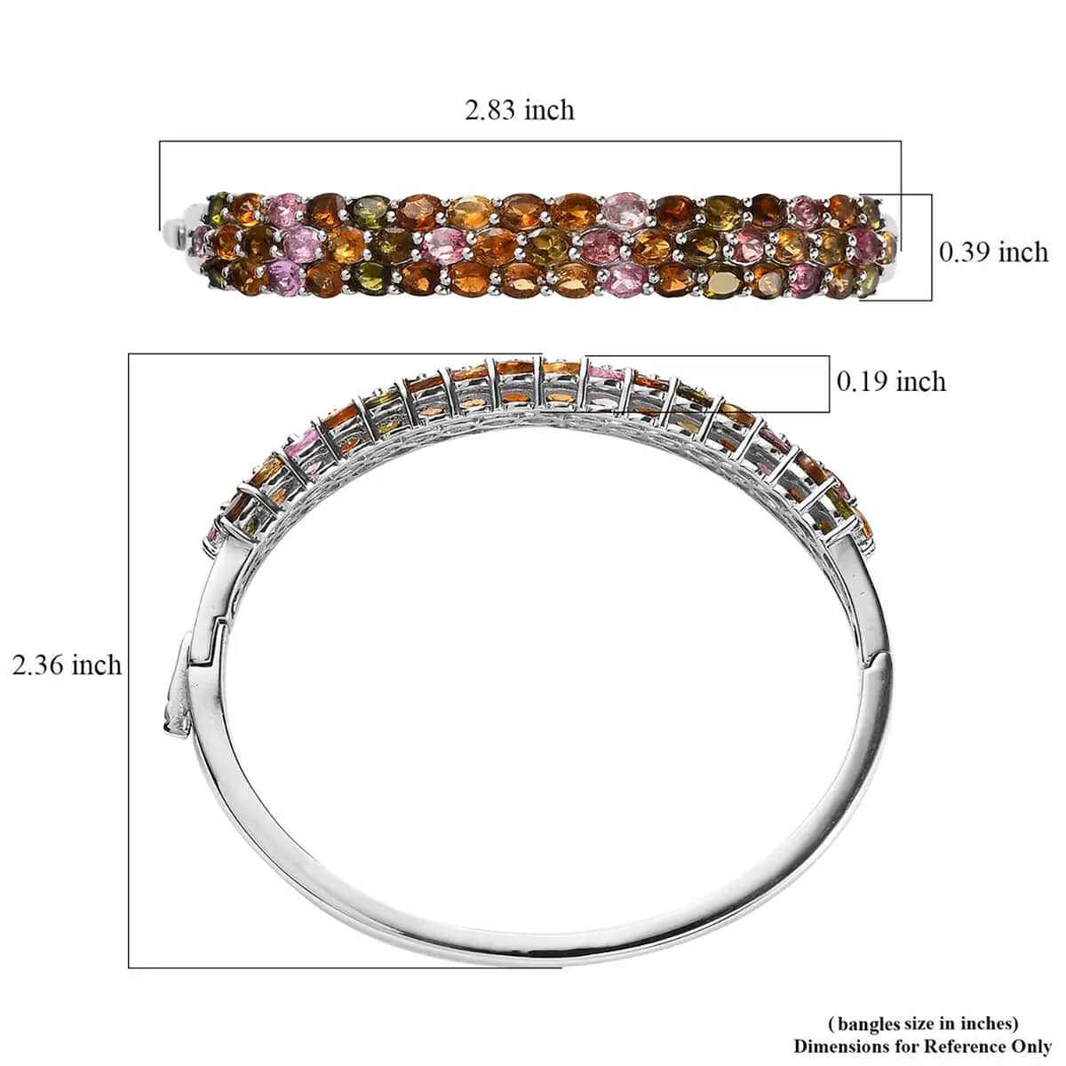 Multi-Tourmaline Bangle Bracelet in Platinum Over Sterling Silver (6.50 In) 8.00 ctw image number 6