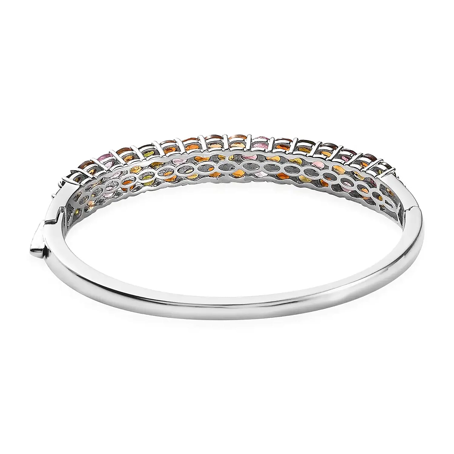 Multi-Tourmaline Bangle Bracelet in Platinum Over Sterling Silver (6.50 In) 8.00 ctw