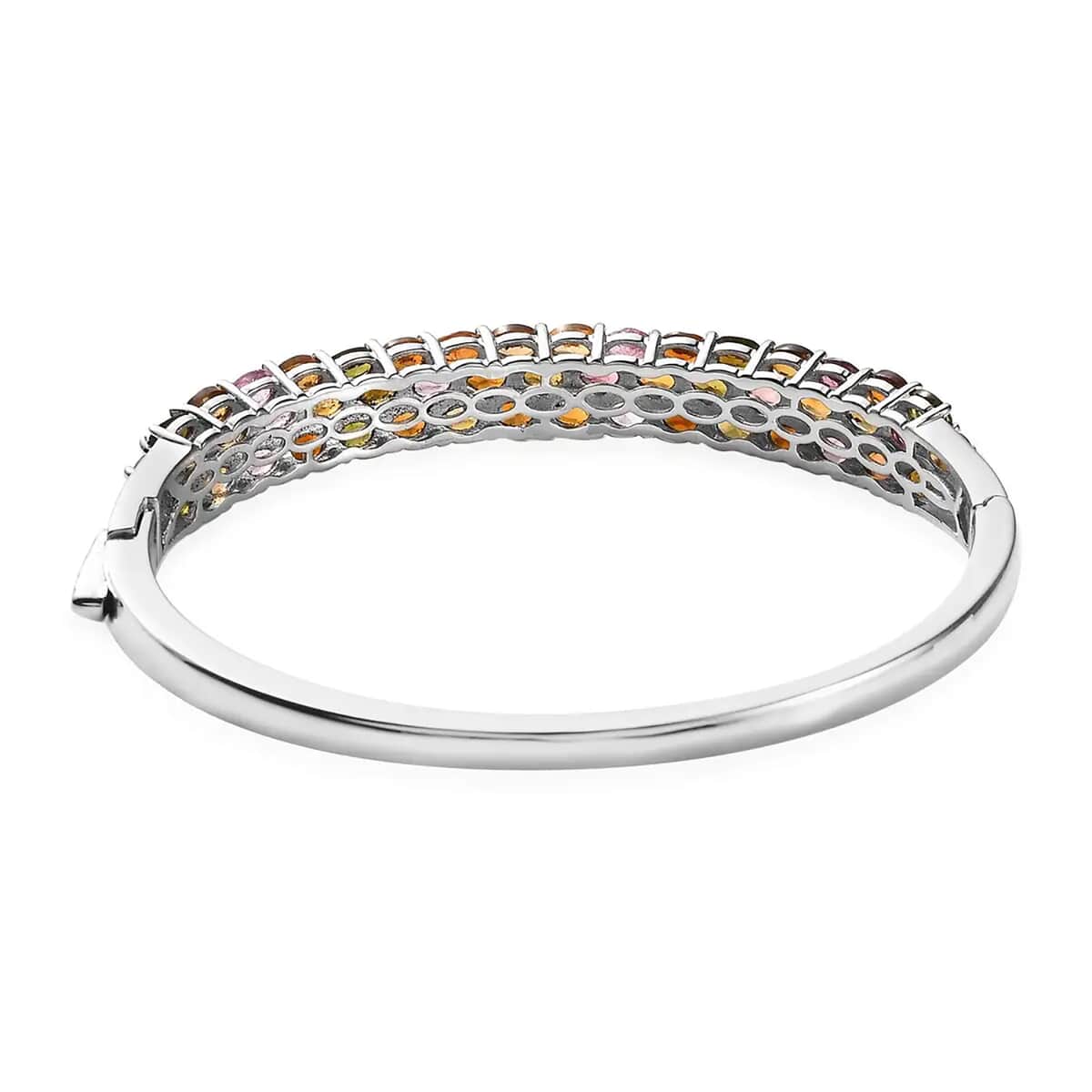Multi-Tourmaline Bangle Bracelet in Platinum Over Sterling Silver (7.25 in) 8.00 ctw image number 7