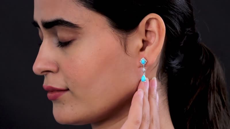 Sleeping Beauty Turquoise and Multi Gemstone Drop Earrings in Platinum Over Sterling Silver 2.50 ctw