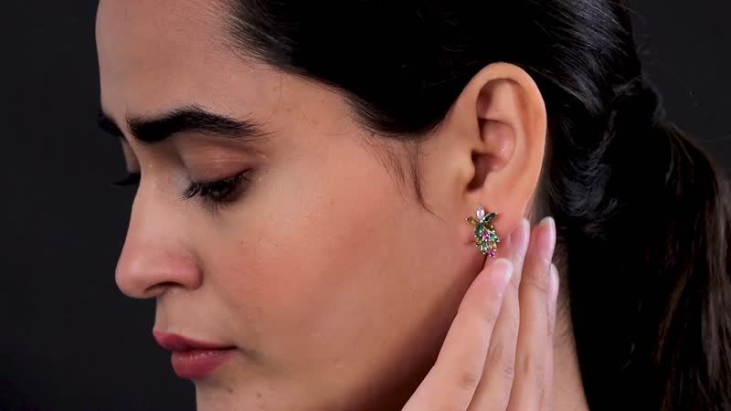 Multi-Tourmaline Dangle Earrings in Platinum Over Sterling Silver 2.40 ctw