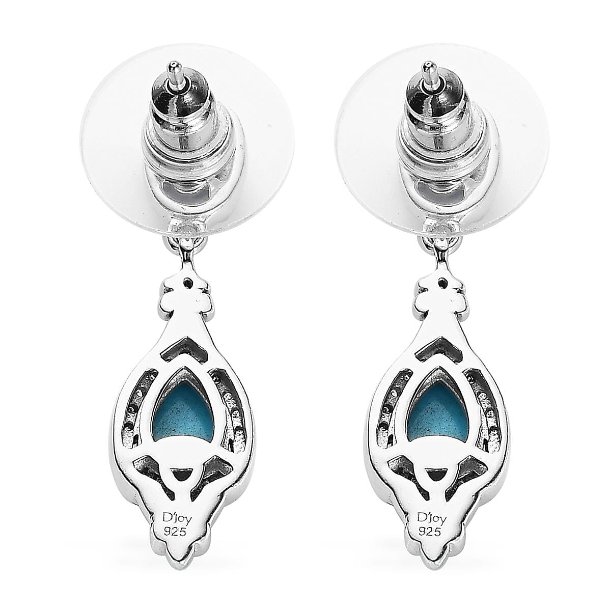 Sleeping Beauty Turquoise and Multi Gemstone Dangle Earrings in Platinum Over Sterling Silver 2.50 ctw