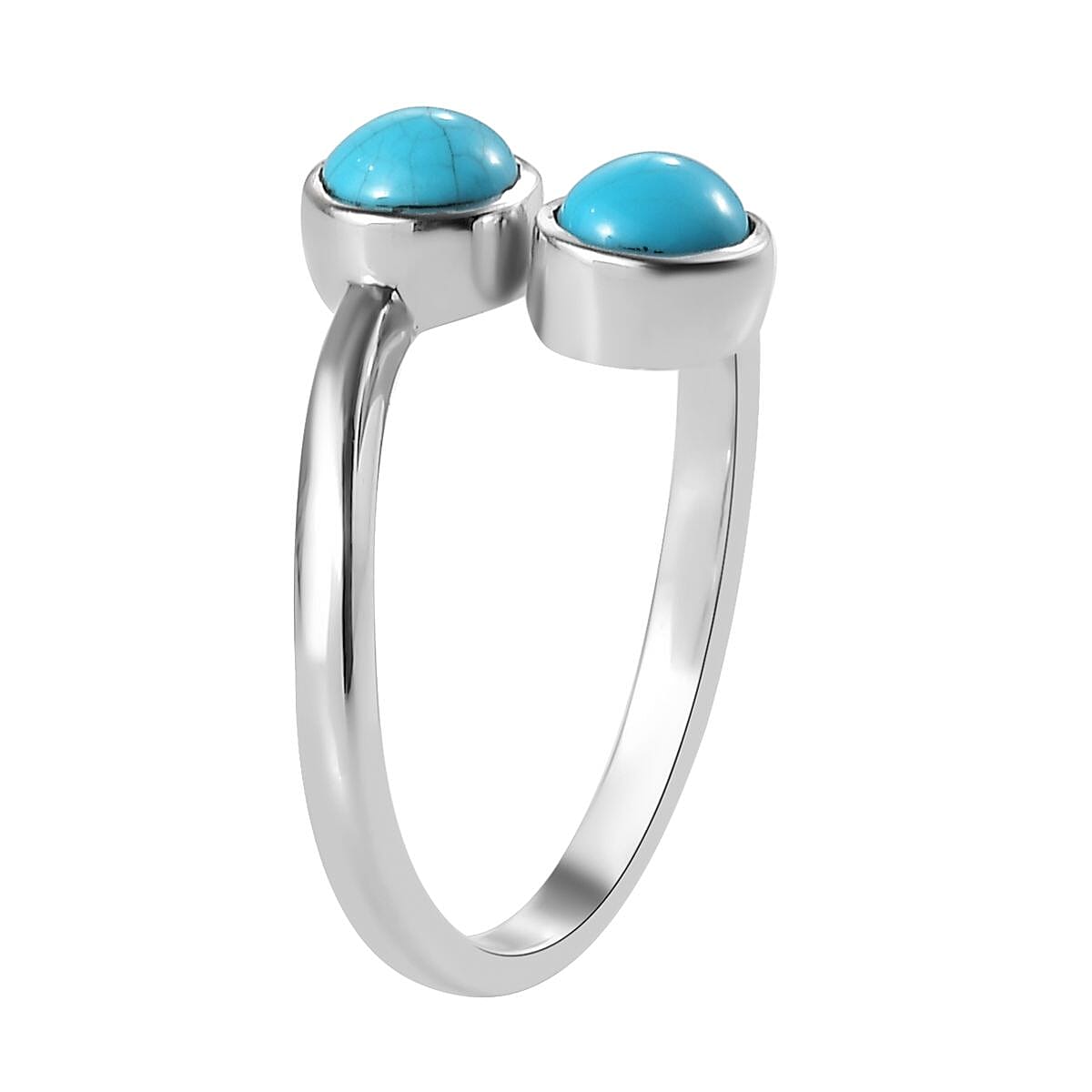 Sleeping Beauty Turquoise Bypass Ring in Stainless Steel (Size 10) 1.00 ctw image number 3