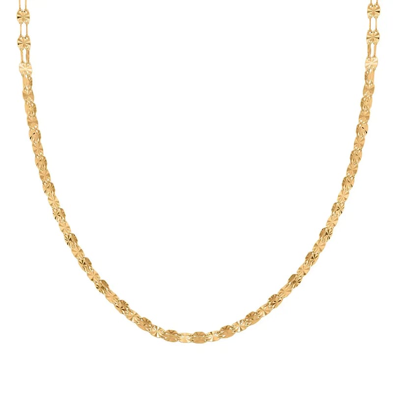 Double Sunburst Petali Italian 14K Yellow Gold Chain Necklace 18 Inches 3.65 Grams