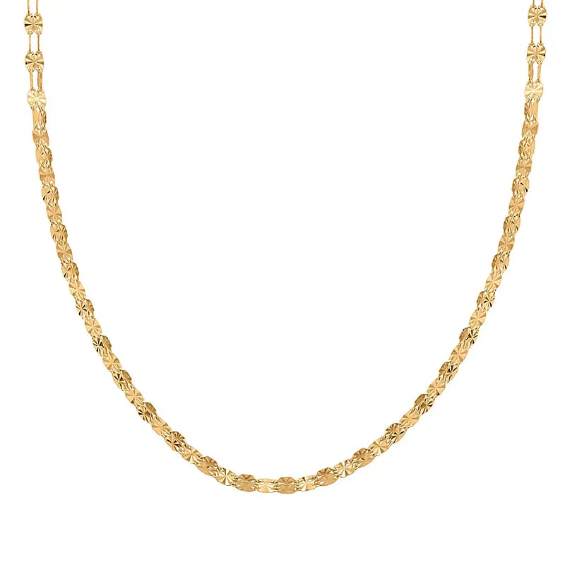 Double Sunburst Petali Italian 14K Yellow Gold Chain Necklace 18 Inches 3.65 Grams
