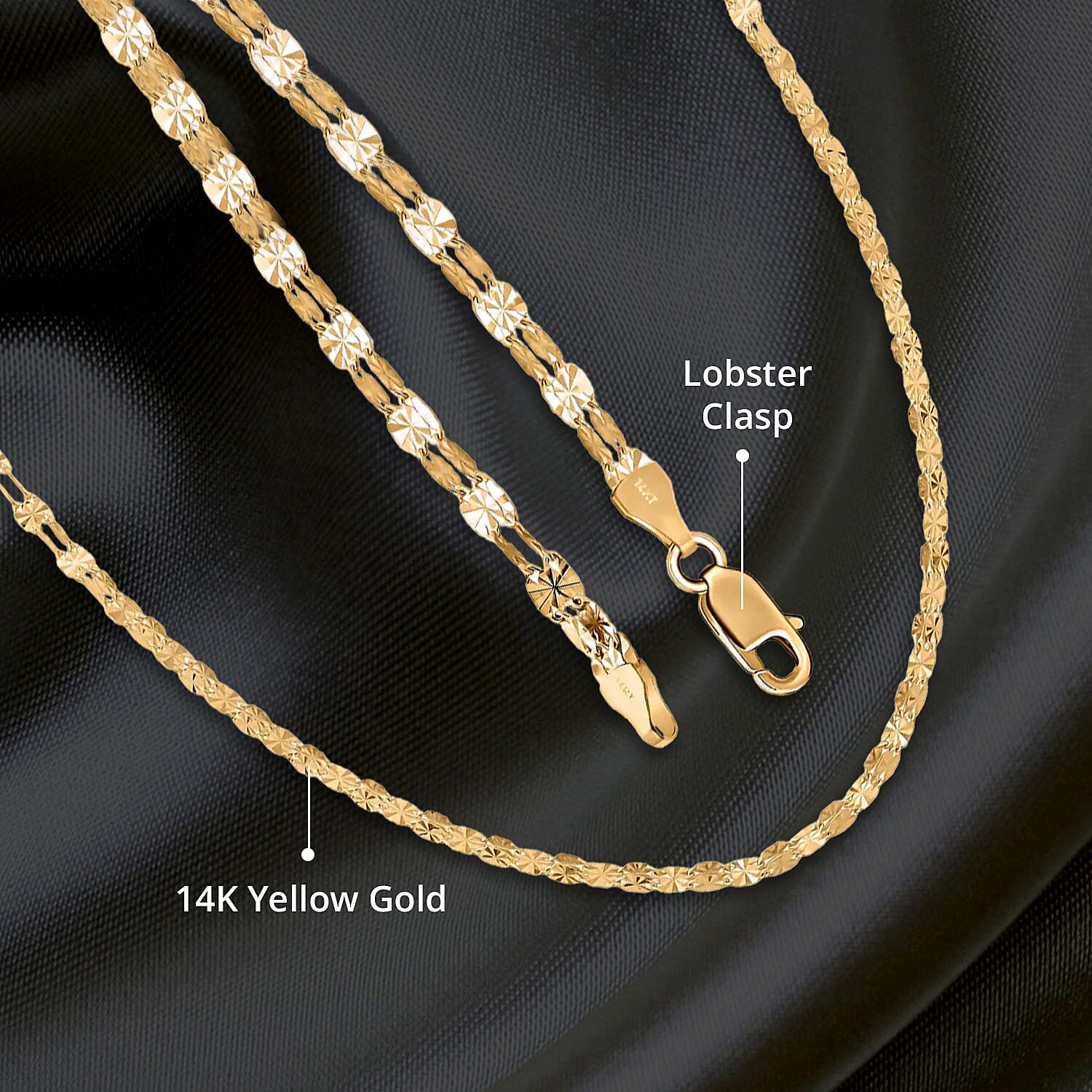 Double Sunburst Petali Italian 14K Yellow Gold Chain Necklace 18 Inches 3.65 Grams