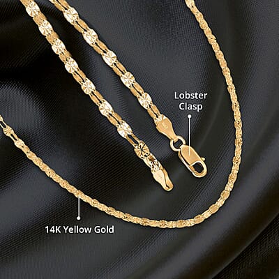 Double Sunburst Petali Italian 14K Yellow Gold Chain Necklace 18 Inches 3.65 Grams