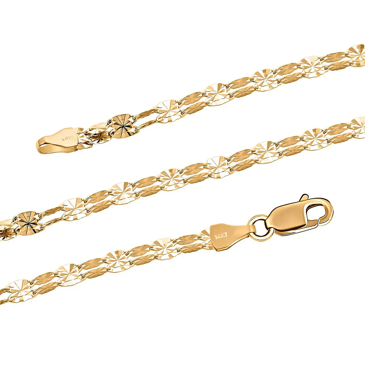 Double Sunburst Petali Italian 14K Yellow Gold Chain Necklace 18 Inches 3.65 Grams image number 6