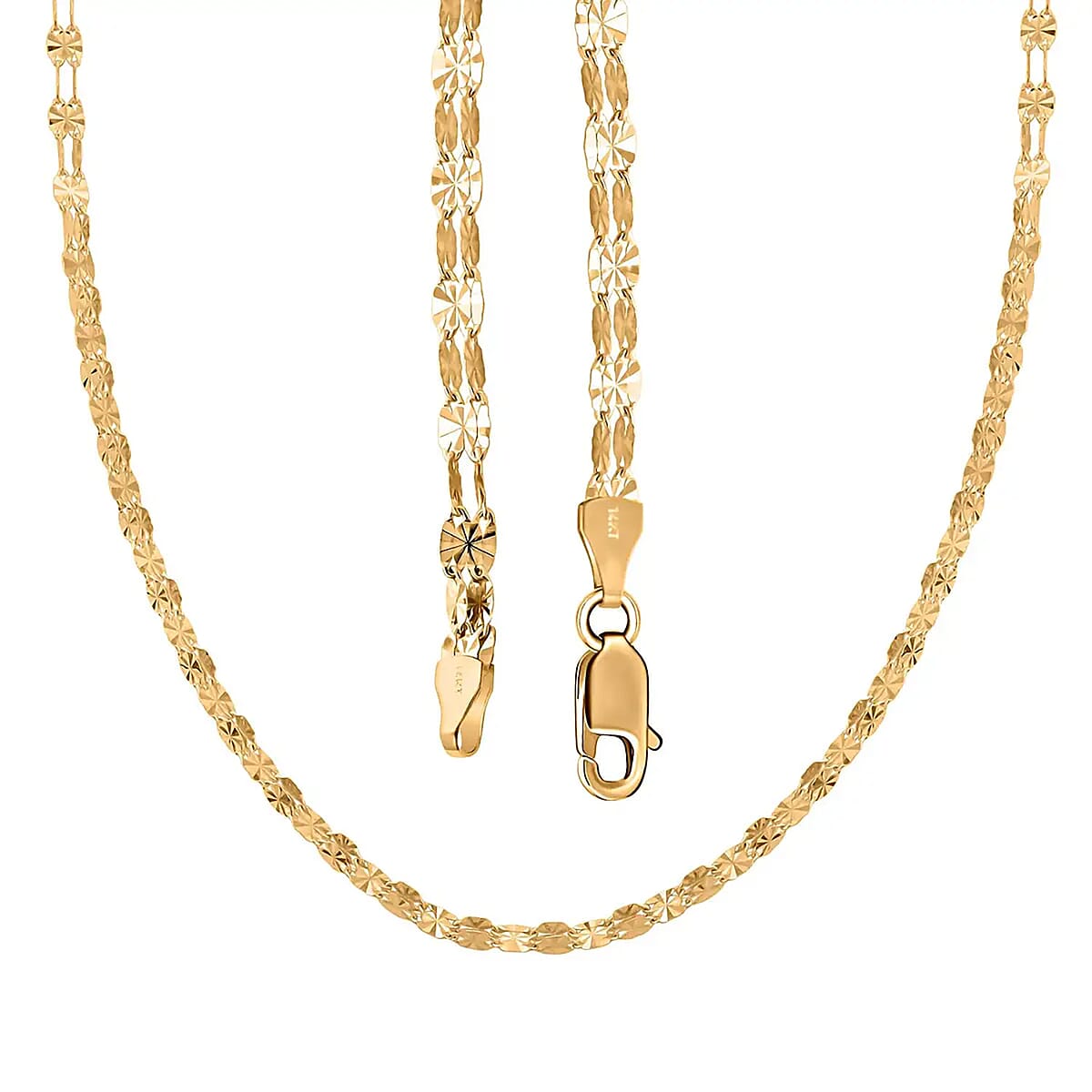 Double Sunburst Petali Italian 14K Yellow Gold Chain Necklace 18 Inches 3.65 Grams image number 7