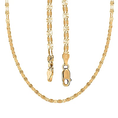 Double Sunburst Petali Italian 14K Yellow Gold Chain Necklace 18 Inches 3.65 Grams
