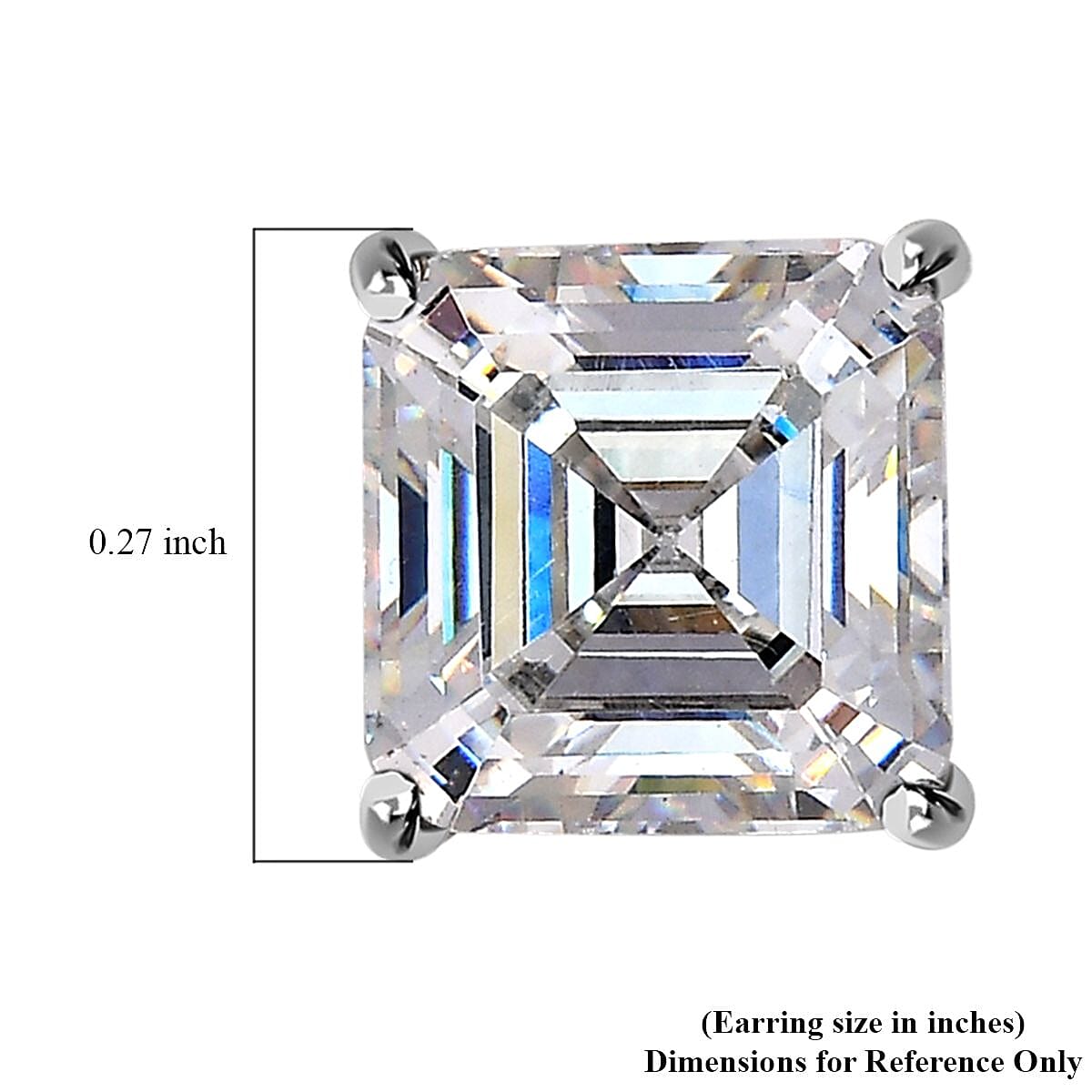 Luxoro 10K White Gold Asscher Cut Strontium Titanate Solitaire Stud Earrings 5.50 ctw image number 5